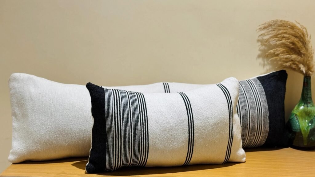 Long Lumbar Cushion, Recycled Cotton & Linen | Minoual Cooperative