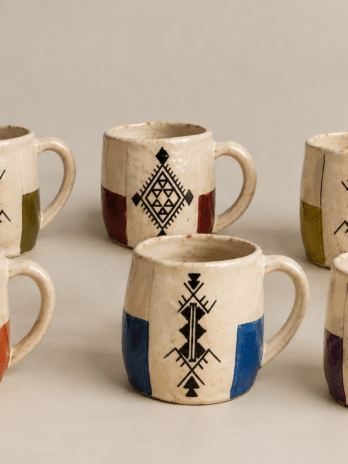 Hand-Painted Berber Symbol Mugs – Mixed Set of 5 or 10 | Safi Ceramic