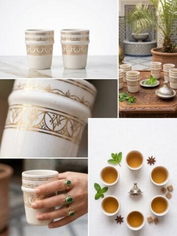 Ceramic Beldi Glass with Hand-Painted Frieze – Rachid, Safi