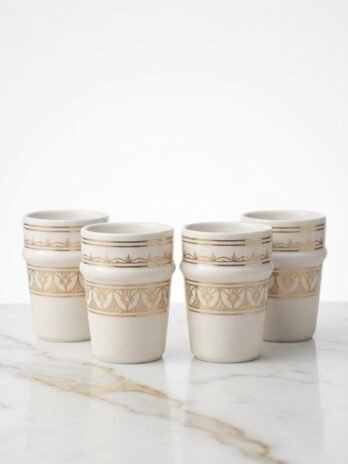 Ceramic Beldi Glass with Hand-Painted Frieze – Rachid, Safi