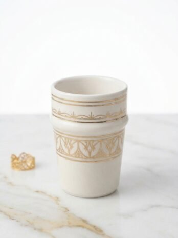 Ceramic Beldi Glass with Hand-Painted Frieze – Rachid, Safi