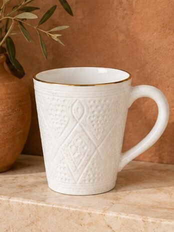 Ceramic Mug with Carved Relief Pattern – Rachid, Safi