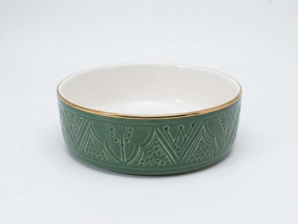 Low Relief Ceramic Bowl – Light Green or White | Safi Ceramic