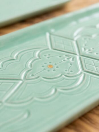 Rectangular Ceramic Plate with Carved Relief Pattern – Rachid, Safi